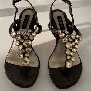 Brown jeweled shoes